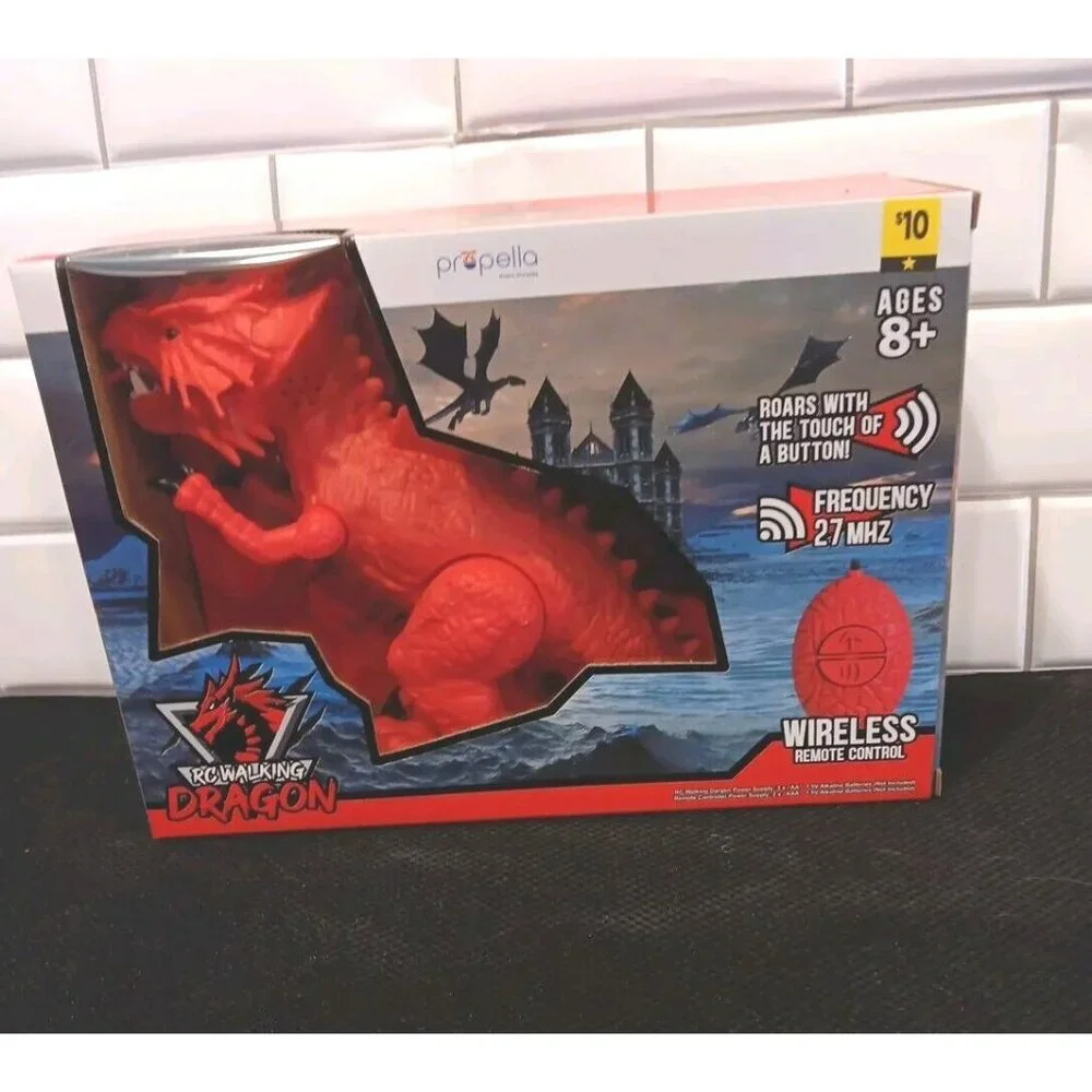 WIRELESS Remote‎ Control Robot T-Rex W/ Roar Sound & Walking Red Dinosaur NWT